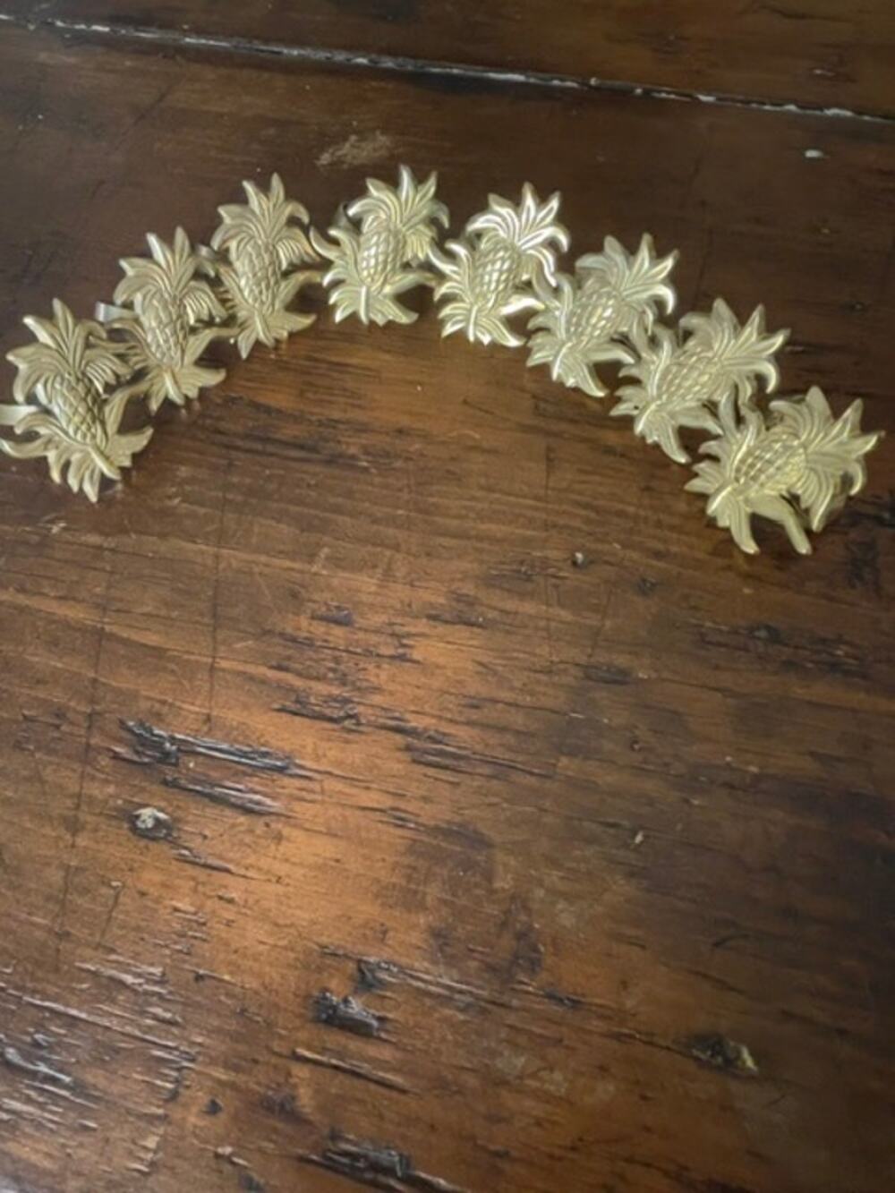 Brass Pineapple Napkin Rings Set of 8 Gold Tone Coastal Grandmillennial Decor